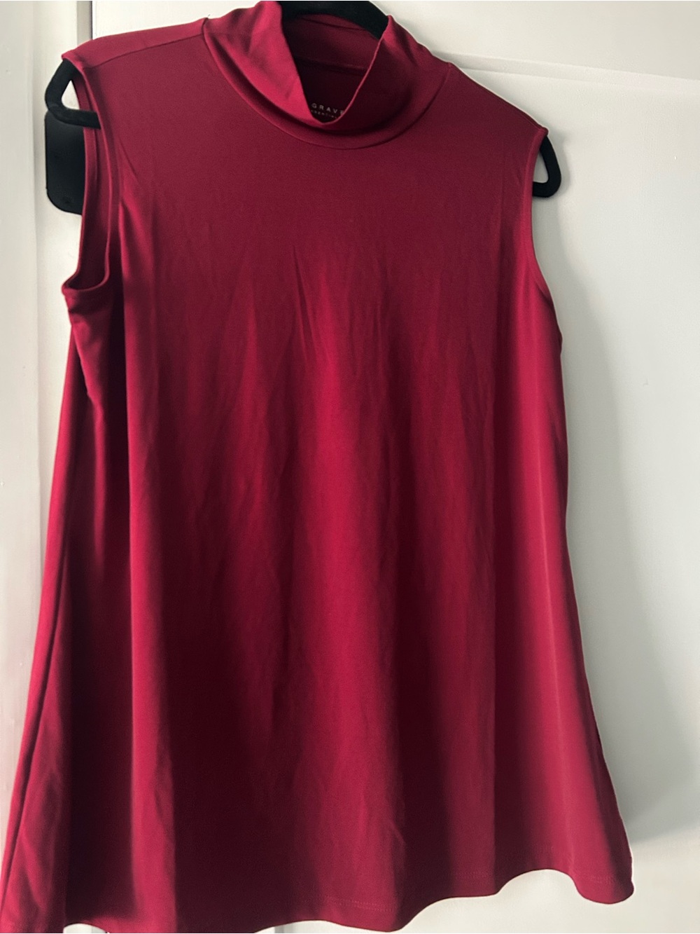 Sleeveless Mock Neck Tunic Top in Deep Red